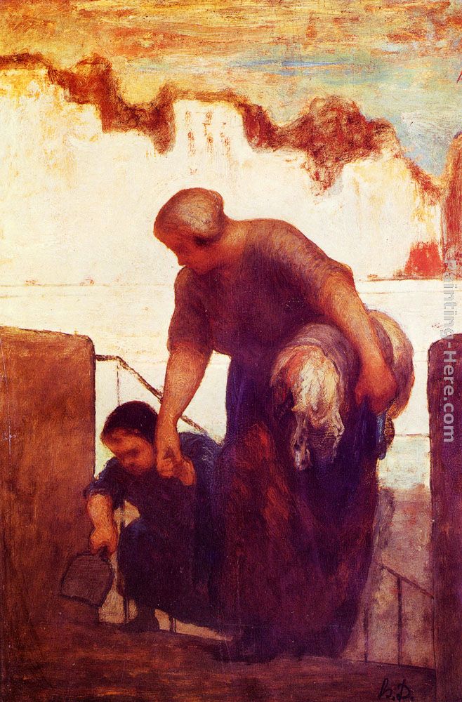The Laundress painting - Honore Daumier The Laundress art painting